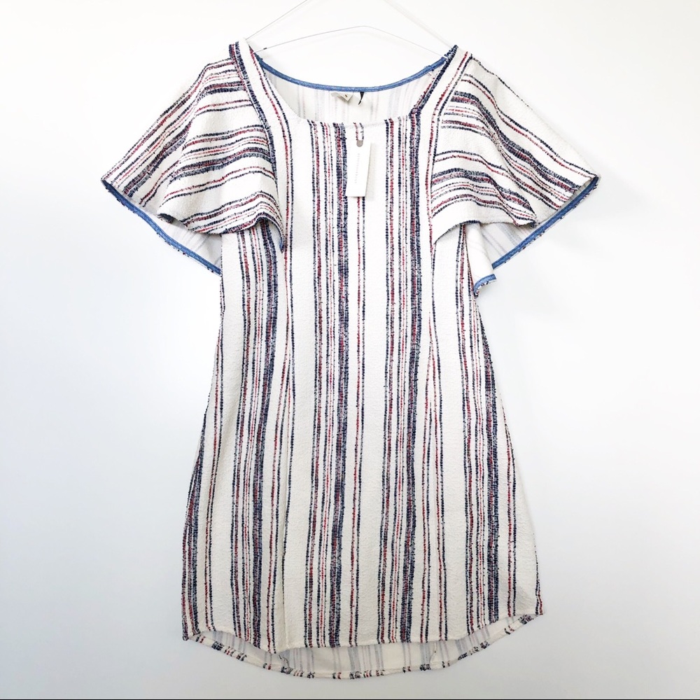 Anthropologie Ruffle Sleeve Stripe Dress